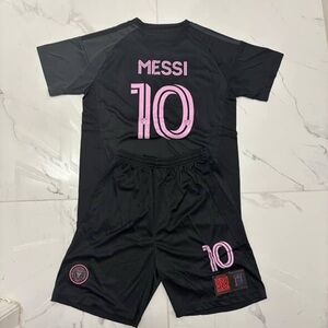 Kids Black and Pink Soccer Jersey Set